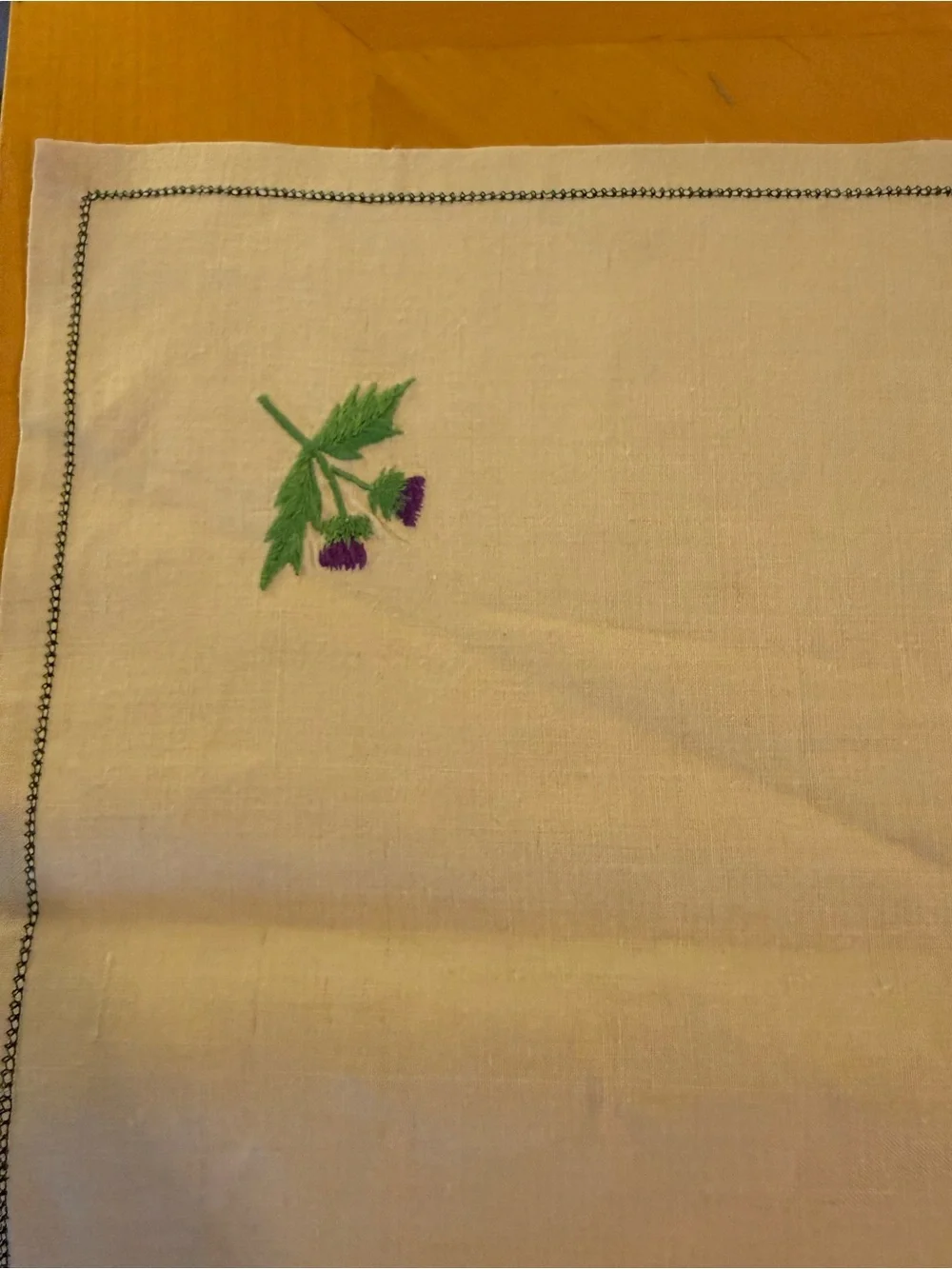 Vintage 1937 King George VI Coronation Embroidered Linen Tablecloth 35”